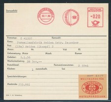 S0098) Francotyp AFS Stammkarte Weiden (Oberpf) 1956 Bauscher Porzellan Fabrik