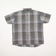 Signum Herren Leinen Hemd Gr. L mehrfarbig kariert Freizeithemd Kurzarm Kentkrag