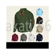 Neu Mode Herren Pullover aus Polyester, Troyer Foehr, XXL - Schwarz/Blau meliert