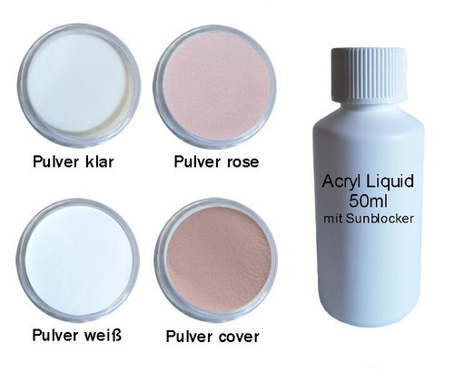 Set acryl pulver klar - set, weiß