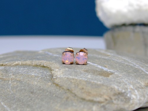 Kristall ohrstecker rosa rose - kristall,
