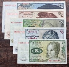 5 - 100 DM Schein 1970 - 80 in gebrauchter Erhaltung sehr alt