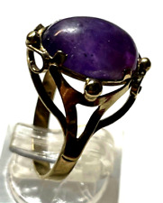 Antik 333 Gold 8 K Ring Amethyst Cabochon Ø 18 mm RG 57 gepflegt Juwelier