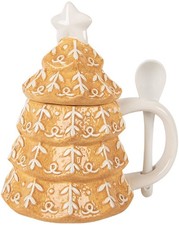 Clayre & Eef 6CEMU0212 Becher mit Deckel und Löffel 350ml