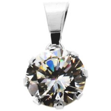 Frauen Solitär Anhänger mit weißem Zirkonia aus Echt Gold 585 Weißgold 14Kt Neu 