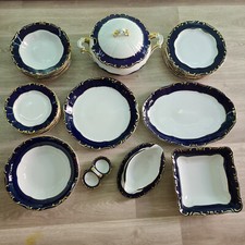 Zsolnay Ungarn Pecs  Prunk Speiseservice für 6-Pers. 25-T, Kobalt+Gold  (231008)