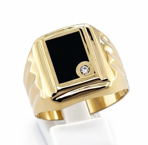 14k 585 gelbgold zirkonia - 14k, onyx