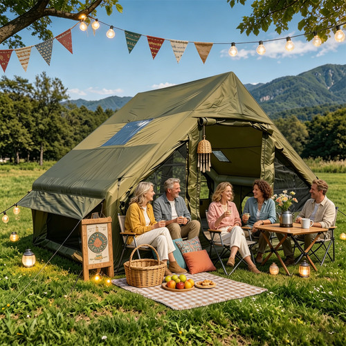 Green inflatable tent - 6.3m²,