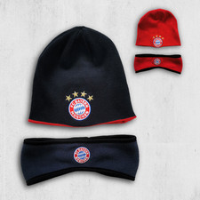 Orig. FC Bayern München Beanie + Stirnband (Mütze+Ohrenwärmer) wendbar - onesize