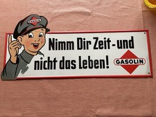 Emaille schild gasolin - emaille,