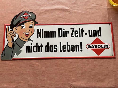Emaille schild gasolin - emaille,