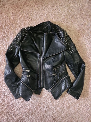 Kunstleder jacke mit nieten - kunstleder,