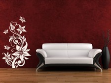 S253 Wandtattoo "Blumenranke" Ranke mit Schmetterlinge Wohnzimmer Küche etc.