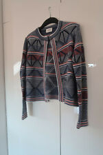 CARTOON Cardigan gesteift Ethno-Muster blau-koralle-weiß Gr. L mit Alpaka, Neuw.