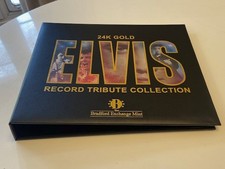 SUPER RARE: Elvis 24K Karat Gold Plated Record Tribute Collection Brad Ex AS NEW