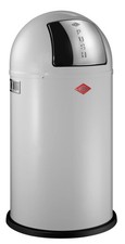 Wesco Pushboy 50l Mülleimer weiß matt Retro Abfalleimer Edelstahlklappe