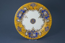Prunkteller Teller Meito, A. Warnecke, 1990-1999, Gold Gelb Blau Weiß