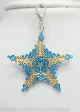 Anhänger Charm Seestern mit Swarovski Elements, Delica Beads handmade Handarbeit