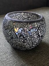 Windlicht Kerzenleuchter Teelichthalter Glas Spiegel Scherben Grau Silber