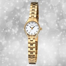 Armbanduhr Metall gold Damen Uhr Analog Regent Metallarmband URF1470