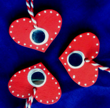 Minkaklecks  Anhänger Holz Deko Handarbeit  1x HERZ  ROT  4cm  Handbemalt