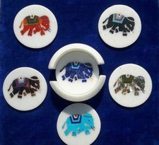 Weißer Marmor Tee Coaster Set