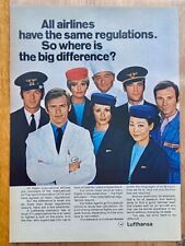 Lufthansa Crew Stewardess Pilot Techniker Original 1970 Vintage Advert Werbung