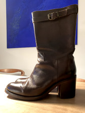 Original MOMA Stiefel, Gr. 39, braunes Leder, mit Reißverschluss