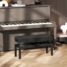 HOMCOM Klavierbank Klavierhocker mit Stauraum Pianobank bis 220 KG, Kunstleder