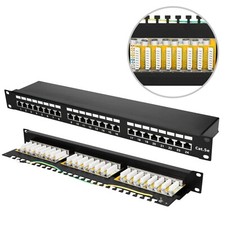 19" Patchpanel Cat.5E STP CAT LAN Netzwerk Patchfeld 24 Ports Schwarz