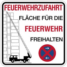 Aufkleber Brandschutzzeichen"Fläche Feuerwehrzufahrt" StVO Schild Folie | 5-30cm