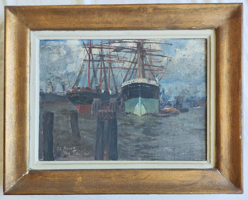 Gemälde hafen hamburg - hafen,