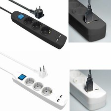 Steckdosenleiste mit Schalter 3-fach Mehrfachsteckdose USB Winkel Flachstecker