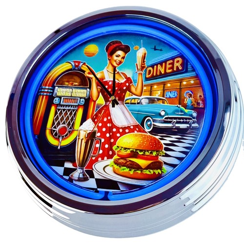 0685 wanduhr diner neon - n-0685,