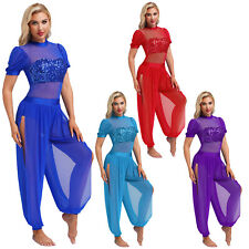 Damen Kostüm Karneval Bodysuit Seitenschlitz Overall Chiffon Outfit Maskerade