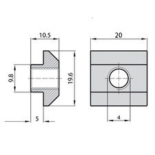 T-Nutensteine mit Steg M4 M5 M6 M8 - Nut 10 schwer, für Aluprofil 45x45 Nut 10