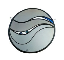 Bleiglas Fenster , Bleiverglasung Opalglas in Wellenform , Brocken in Blau Tönen