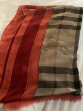 Burberry Schal Tuch Edel Rot Beige Schwarz Mega Schön Kashmir Fehler  
