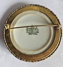 Jugendstil Porzellan Brosche ROSENTHAL Marktredwitz GOLDAUFLAGE