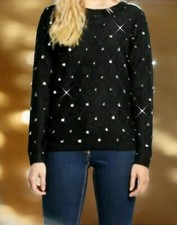GLAMOURÖSER Glitzer Pulli PAILLETTEN edel Schwarz-Silber-Gold Gr.42 MALOO 70,-€