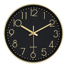 30cm Wanduhr Gold Schwarz ohne Tickgeräusche Modern leicht lesbar Analog Uhr