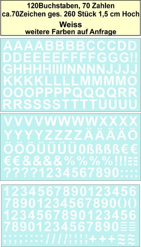 Buchstaben zahlen zeichen je - ,