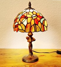 Tiffany Tischleuchte Blumen Schmetterling  Ø 20 cm Tischlampe M320