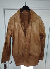 Braune senffarbene Lederjacke aus echtem Ziegenleder Made in Argentinia