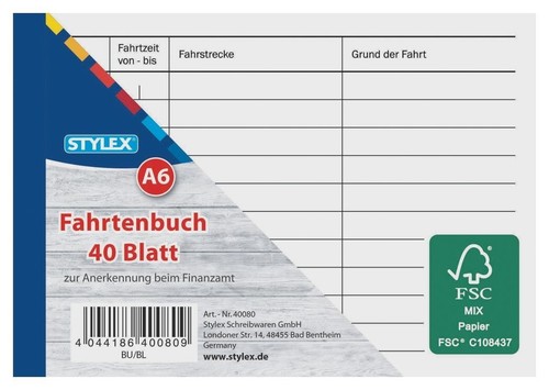 Fahrtenbuch din quer - din, a6