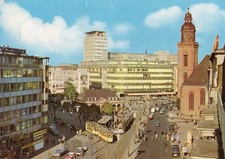 Postkarte :  FRANKFURT - Hauptwache  mit  Straßenbahn  ; 1968  gestempelt