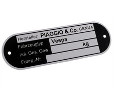 Typenschild für VESPA P80X