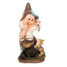 Großer Zwerg Gartenzwerg XL Gartenwichtel Katze Groß 41cm Gartenfigur 