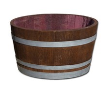 Holzfass, Fass halbiert, Eichenfass, Weinfass, Pflanzkübel, Blumenkübel aus Holz