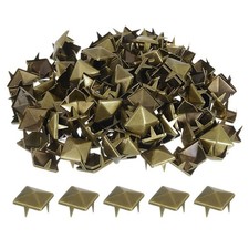 80Stk quadratische Pyramidennieten, 10mm Vierbacken-Nieten mit Spikes (Bronze)